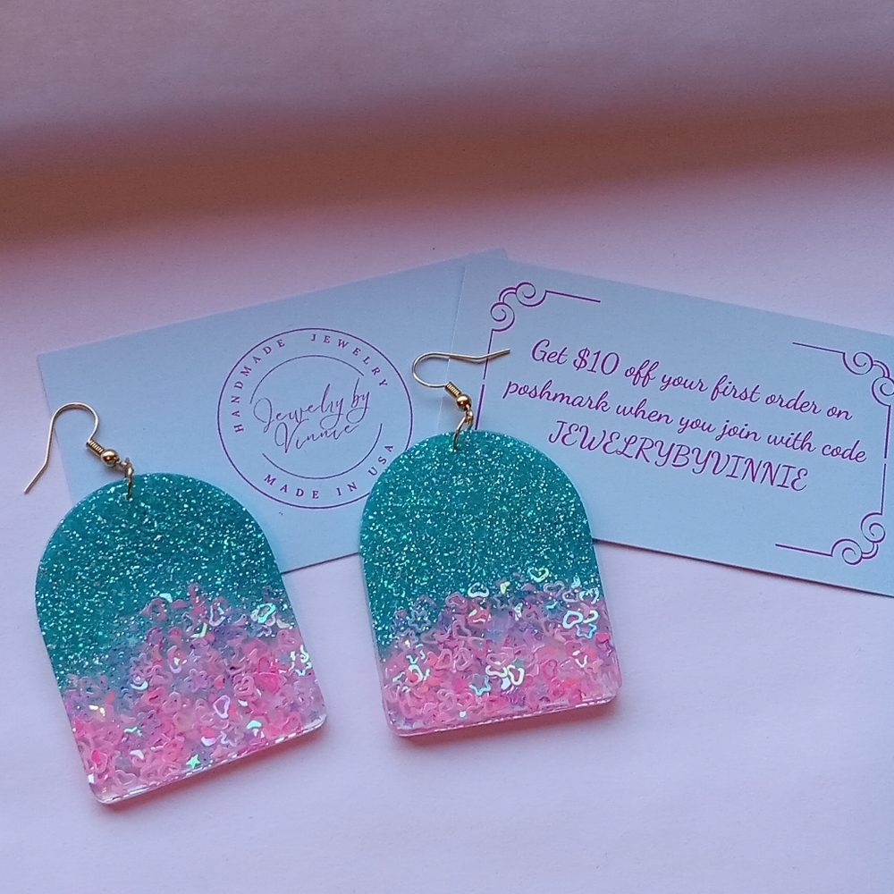 Hand Crafted Pink And Teal Caribbean Sunset Collection Arches - Picture 2 of 7